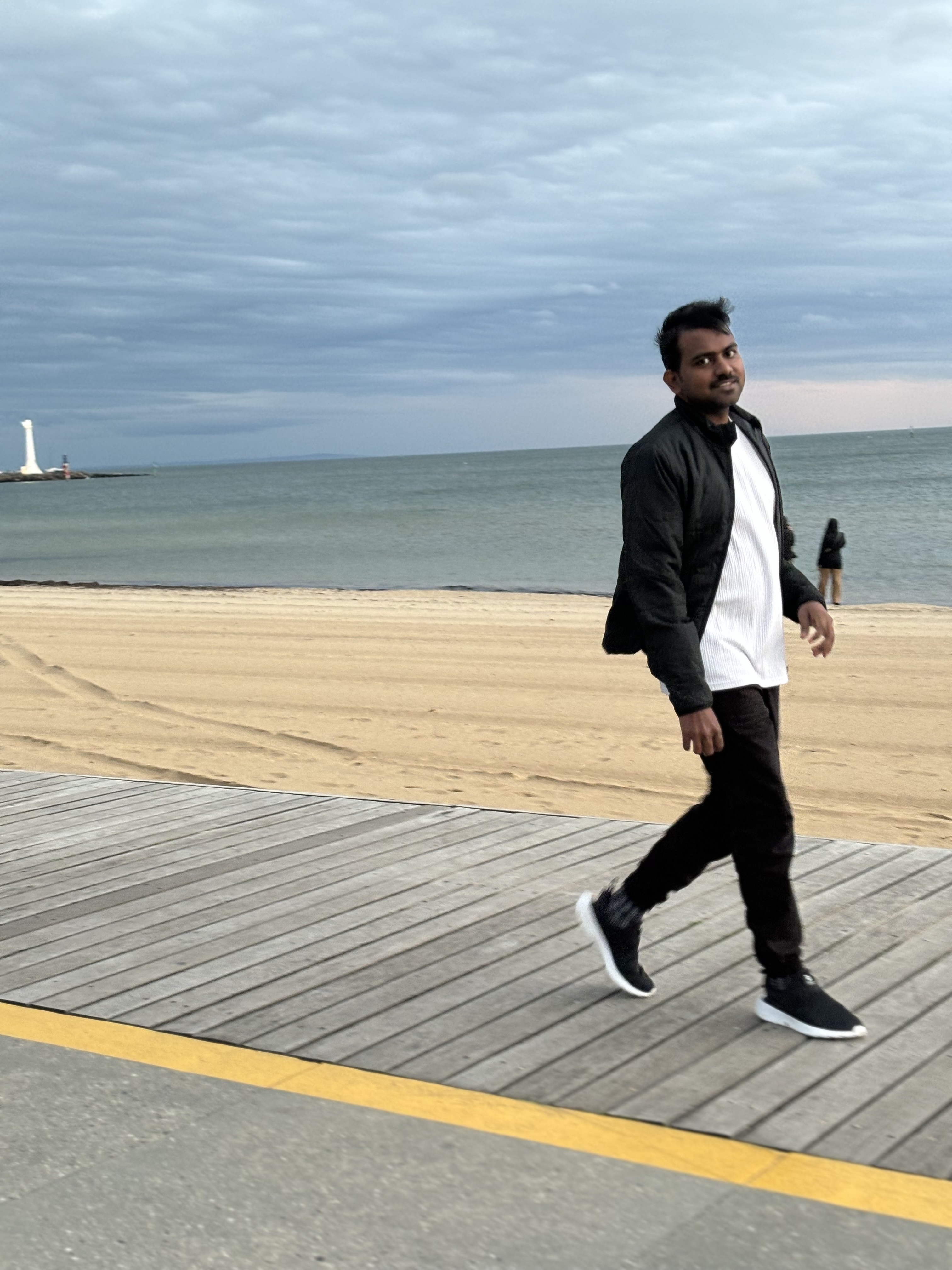 Raja Ayyanar walking beside the sea